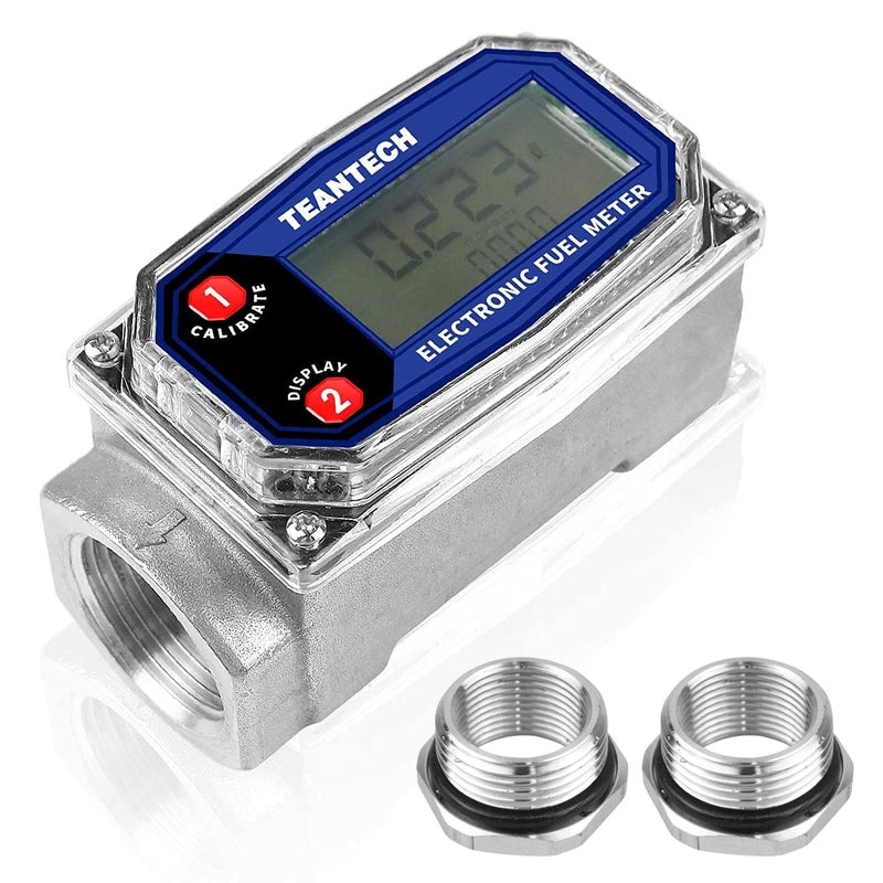 TEANTECH Turbine Flow Meter 3/4" inch Digital LCD Display with NPT Counter Oil Flowmeter Kerosene Diesel Fuel Flow for Measure Diesel Kerosene Gasoline - Image 1